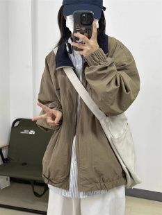 宽松登山冲锋衣夹克vintage棒球服 外套女中性春秋季 复古工装 美式