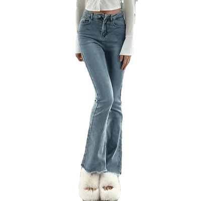 毛边微喇叭牛仔裤女春秋夏季2025