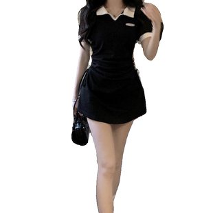 夏季女装2026年新款梨形微胖法式小个子polo连衣裙子后妈包臀短裙