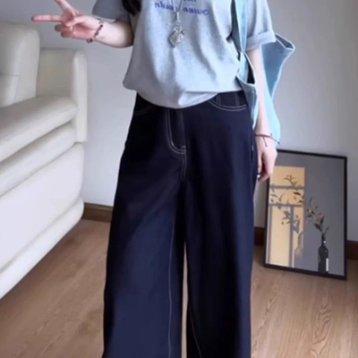 阔腿牛仔裤女春秋季爆款2026年新款韩版百搭显瘦宽松直筒裤子女