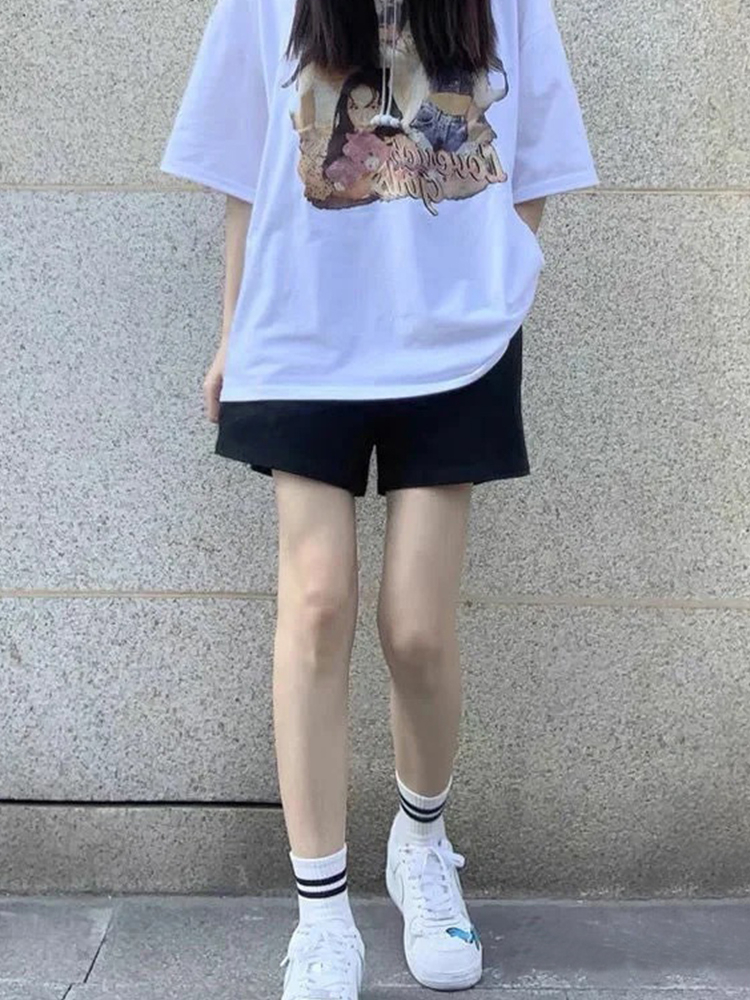 运动短裤女夏季薄款黑色高腰5分