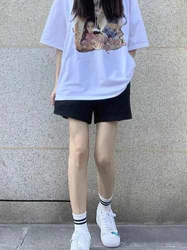运动短裤女夏季薄款黑色高腰5分