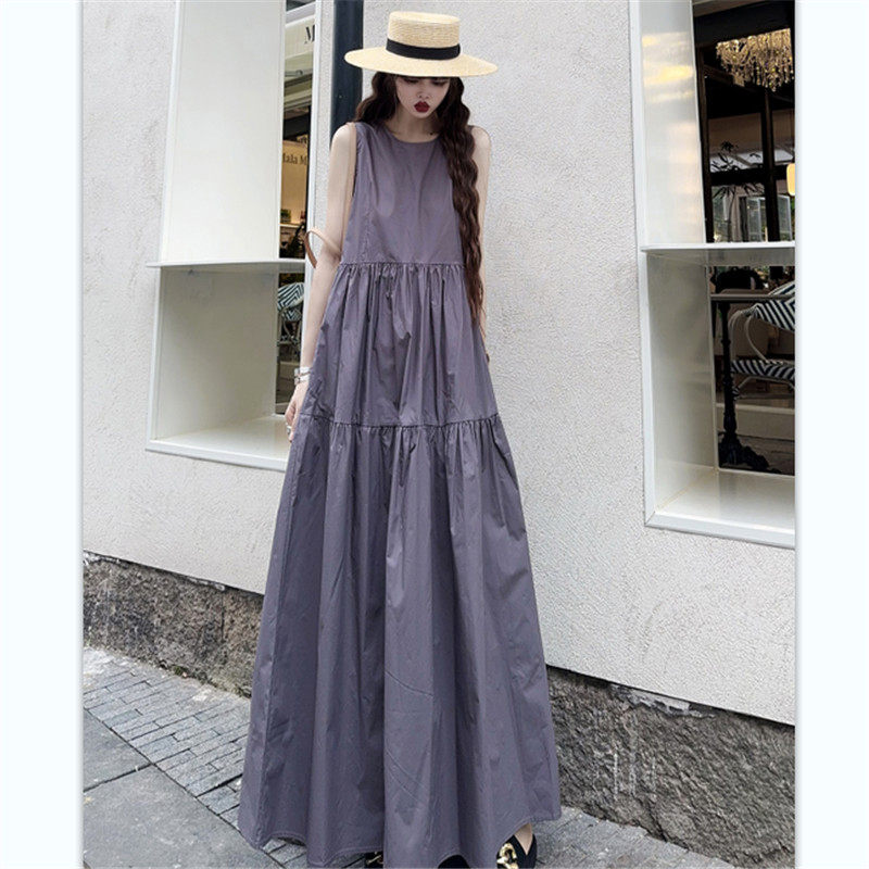 无袖连衣裙女中长款韩版宽松大码