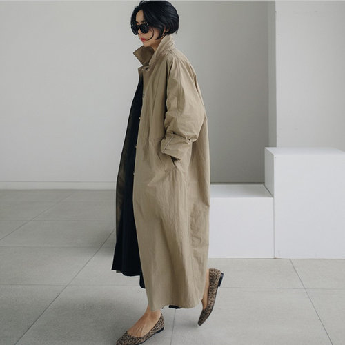 工装过膝长款韩版休闲风衣外套