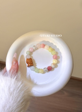 草莓kitty手链女款招财天然石转运珠手串小众设计款夏日甜美