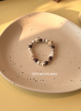 陶瓷星星花釉手链串珠骨头