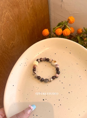 奶酪小众原创设计新中式天然石猫爪手链百搭复古高级手串手饰配饰