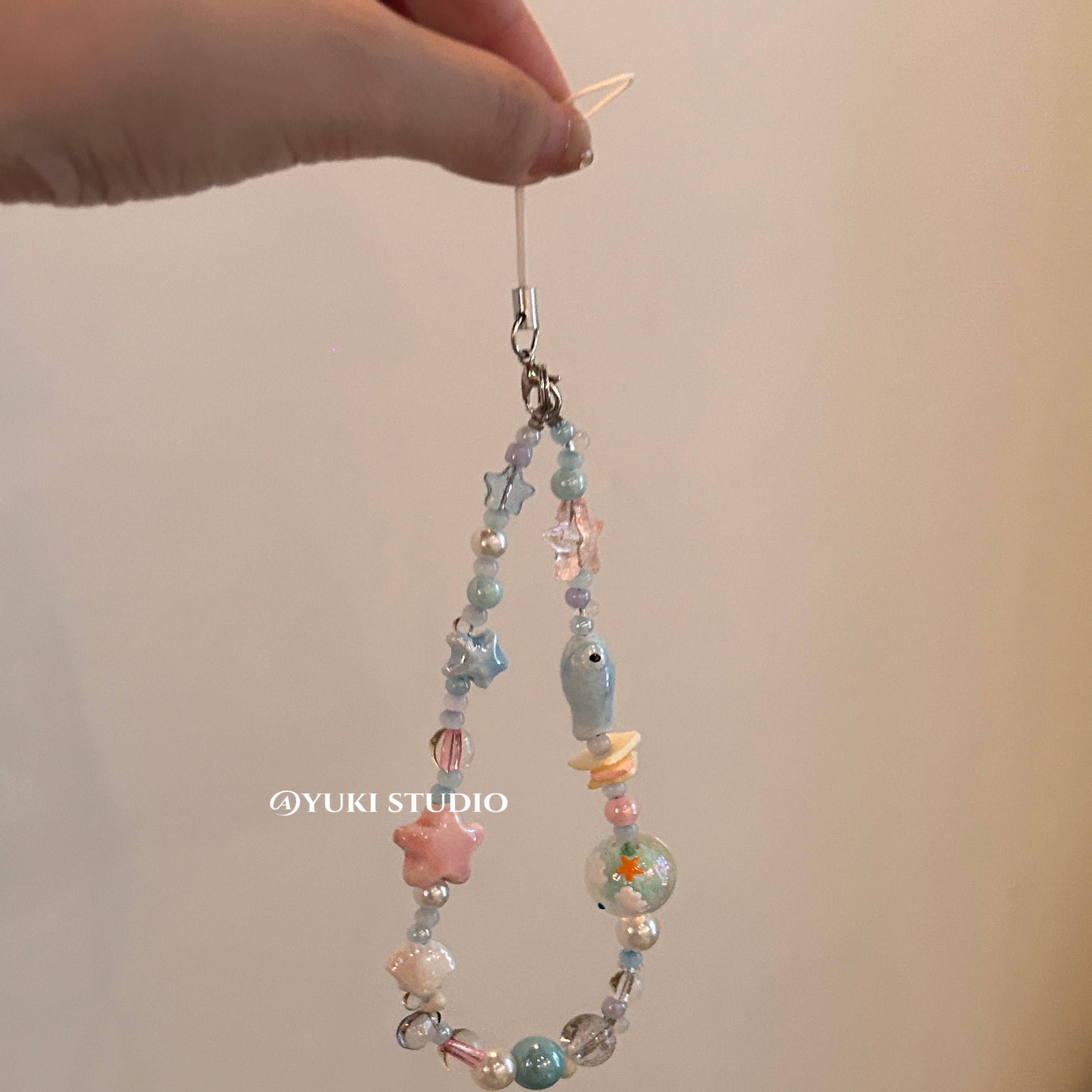 ins夏日海洋小鱼陶瓷星星手机串珠挂饰ccd相机手机链挂件清新链