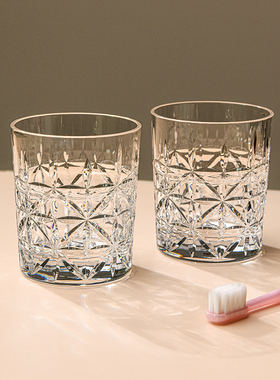 进口PC漱口杯家用高档透明牙刷牙杯防摔高级感情侣牙缸轻奢洗漱杯