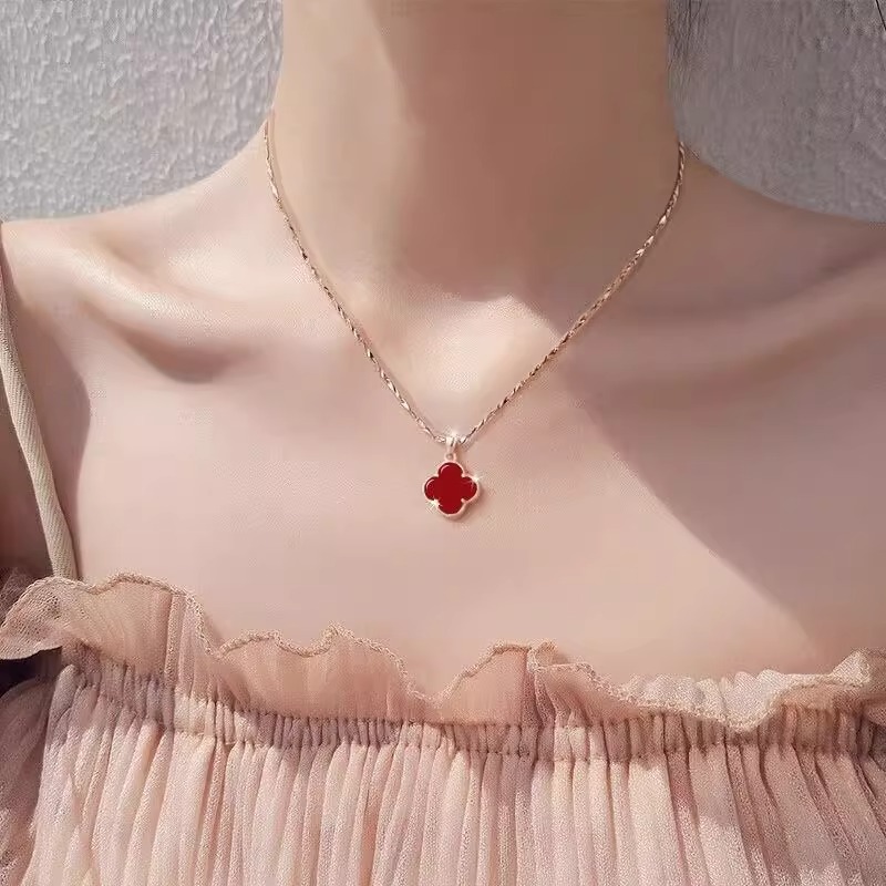 四叶草S999纯银项链女生生日礼物