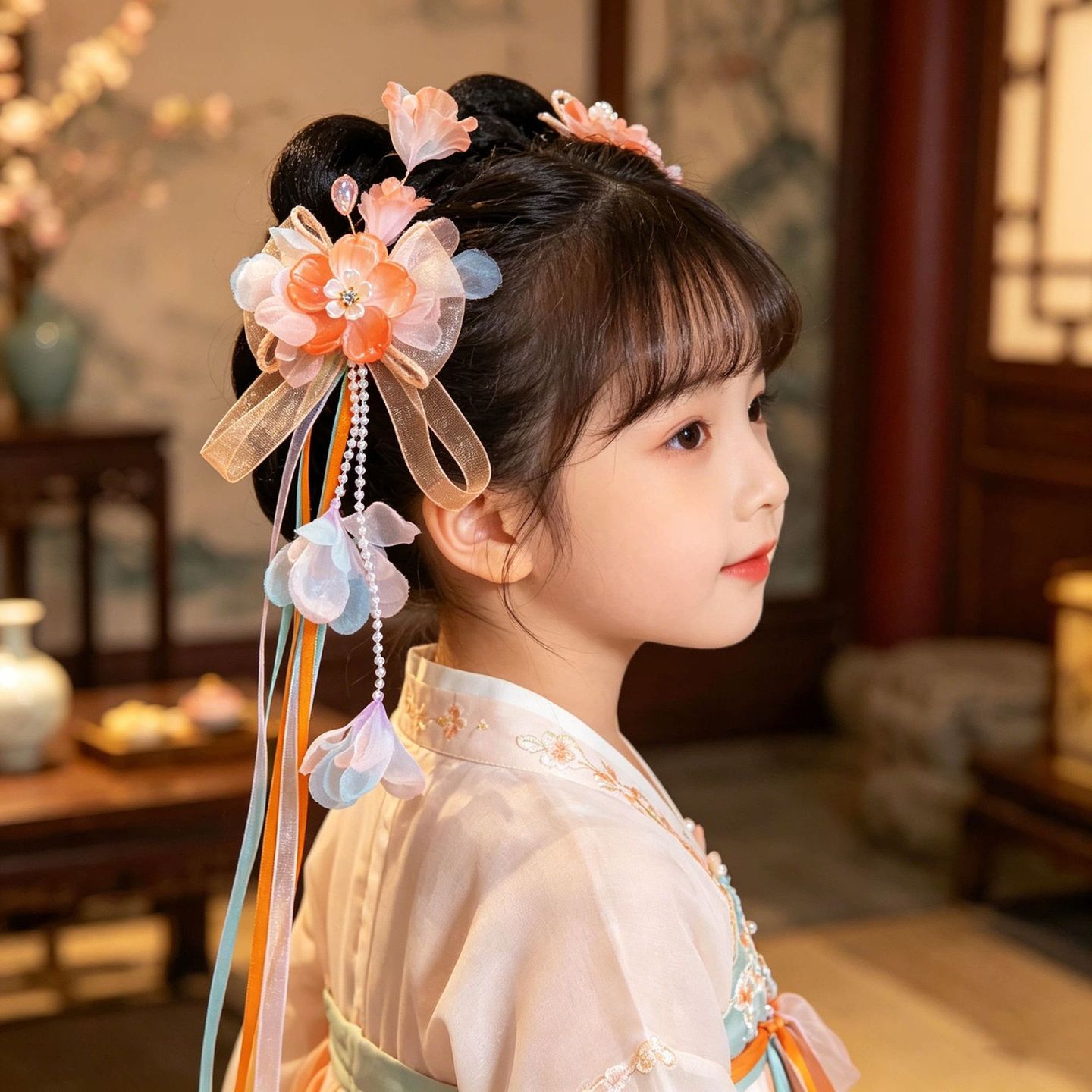 超仙女童汉服头饰儿童古风发夹小公主发饰小女孩中国风古装发卡子