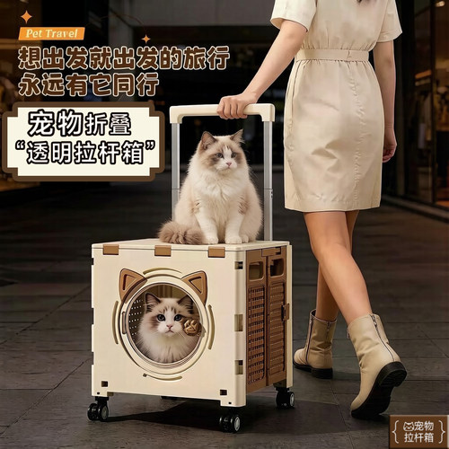 猫包小推车狗狗猫咪外出神器可折叠购物买菜小拉车宠物便捷拉杆箱