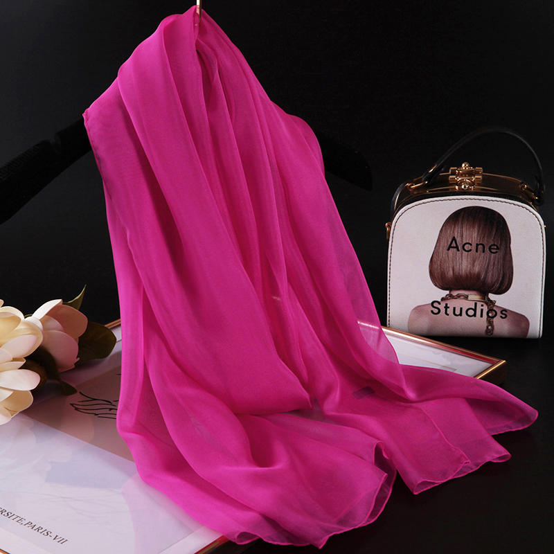 真丝纯色小长条丝巾桑蚕丝窄纱巾