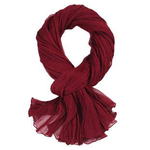 薄款遮阳防晒真丝丝巾妈妈保暖围巾女春秋冬天柔软透气酒红色披肩