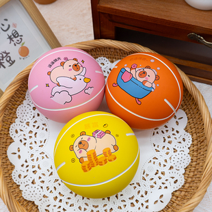 9cm大口径橡胶空心弹力球玩具儿童室内外拍拍球小皮球卡皮巴拉