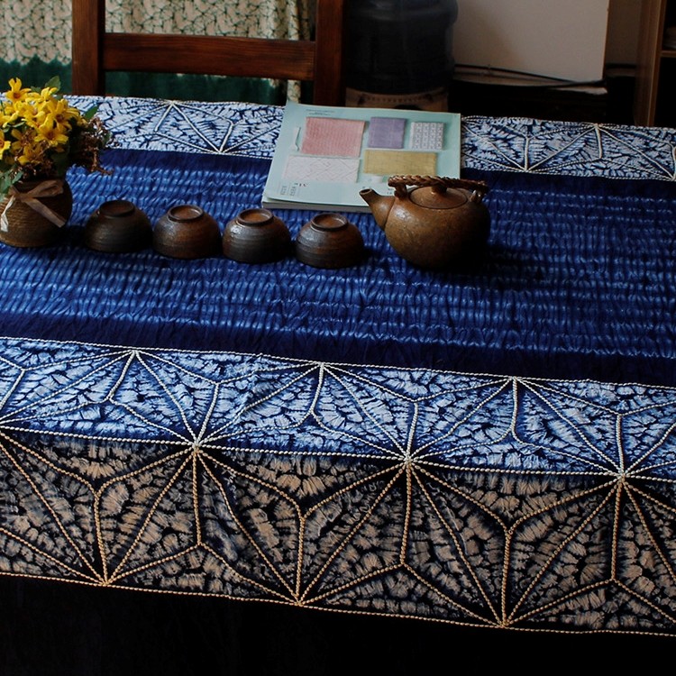 大理白族手工纯棉扎染 民族风床单茶几餐台刺子绣长方形桌布,特色手工艺,白族扎染,淘宝优惠券,粉丝福利购,淘宝优惠卷