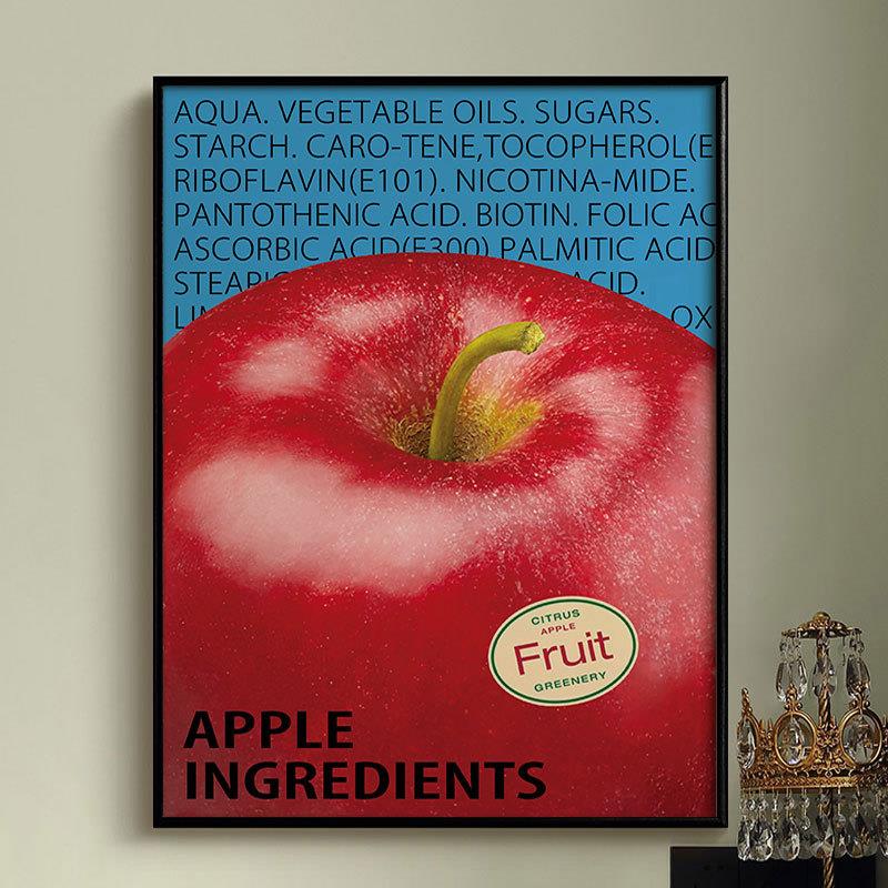 APPLE 水果时尚美食海报挂画清新治愈房间卧室咖啡店餐厅装饰画图片
