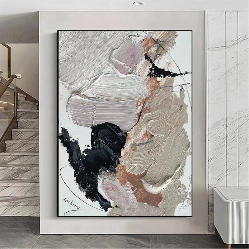 纯手绘厚肌理油画立体抽象客厅装饰画轻奢大幅落地画餐厅玄关挂画