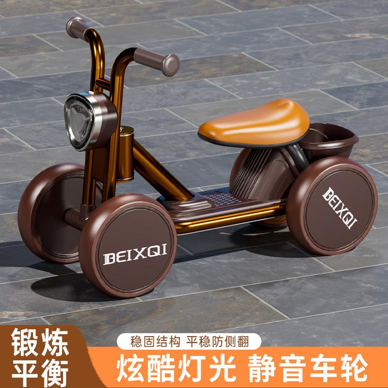 儿童平衡车滑行车新款车三轮车防侧翻灯光溜溜车1-3岁滑步车