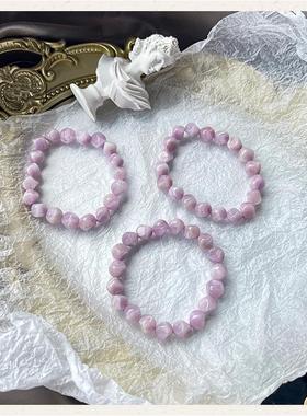 巧恩水晶天然水晶手链女紫锂辉手串小魔方可爱手工切割镜面抛光