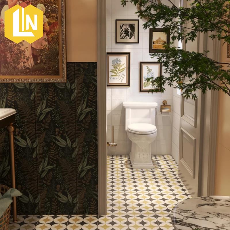 法式卫生间瓷砖浴室厨房墙砖 复古美式小花砖厕所洗手间防滑地砖