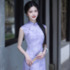 日常可穿显瘦 小个子夏季 南风知紫色旗袍改良年轻款 女连衣裙新中式