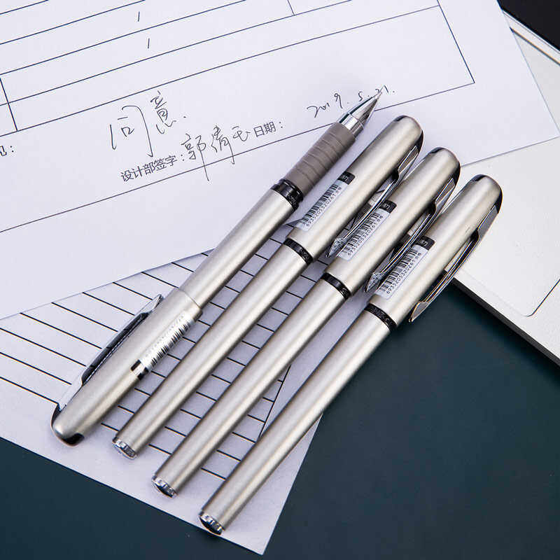 得力S26中性笔0.7mm黑水笔商务办公签字笔大容量碳素笔办公文具