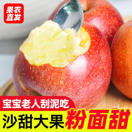 正宗陕西红秦冠苹果老人宝宝刮泥吃的粉面沙甜当季新鲜水果吃的