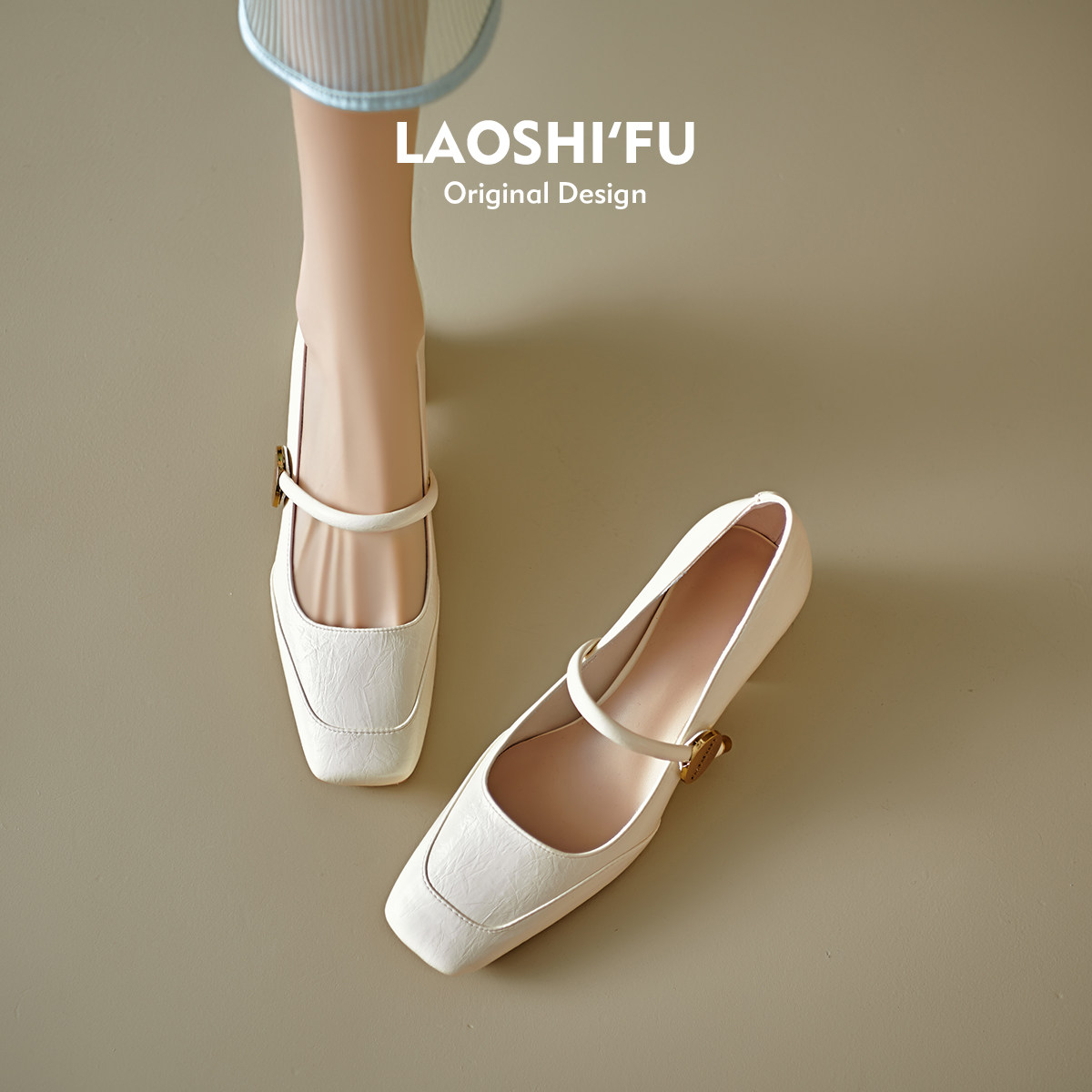 羊皮版！法式方头粗跟玛丽珍鞋女2025新款复古浅口配裙子高跟单鞋