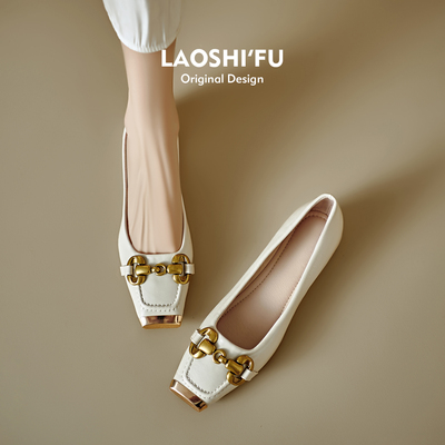 2025新款小香风方头浅口平底单鞋