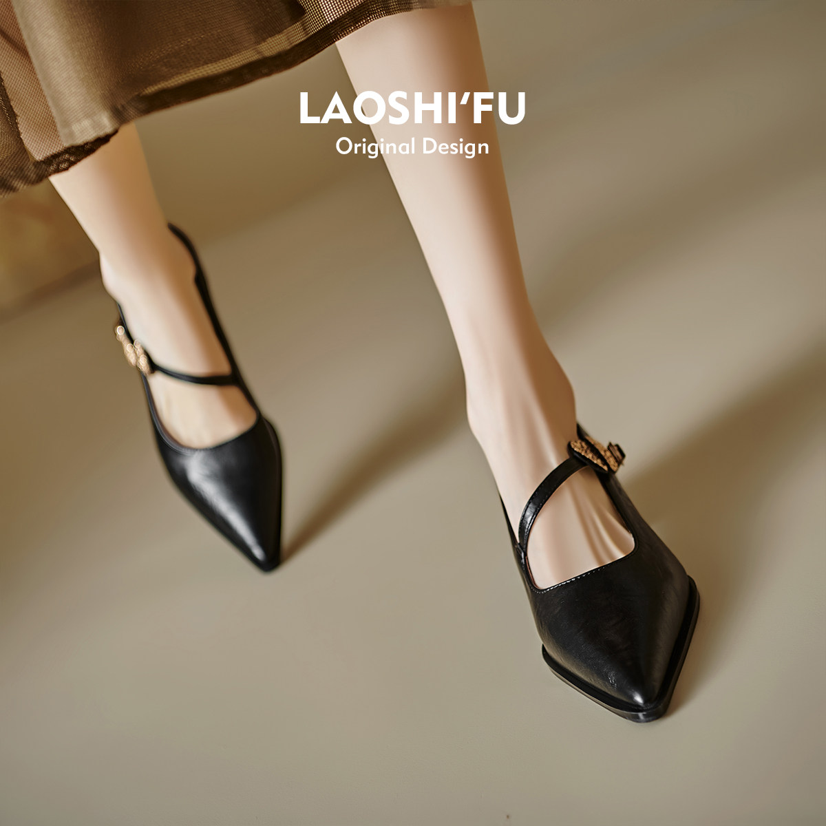 羊皮版！法式尖头粗跟玛丽珍单鞋女春新款复古不累脚小皮鞋高跟鞋