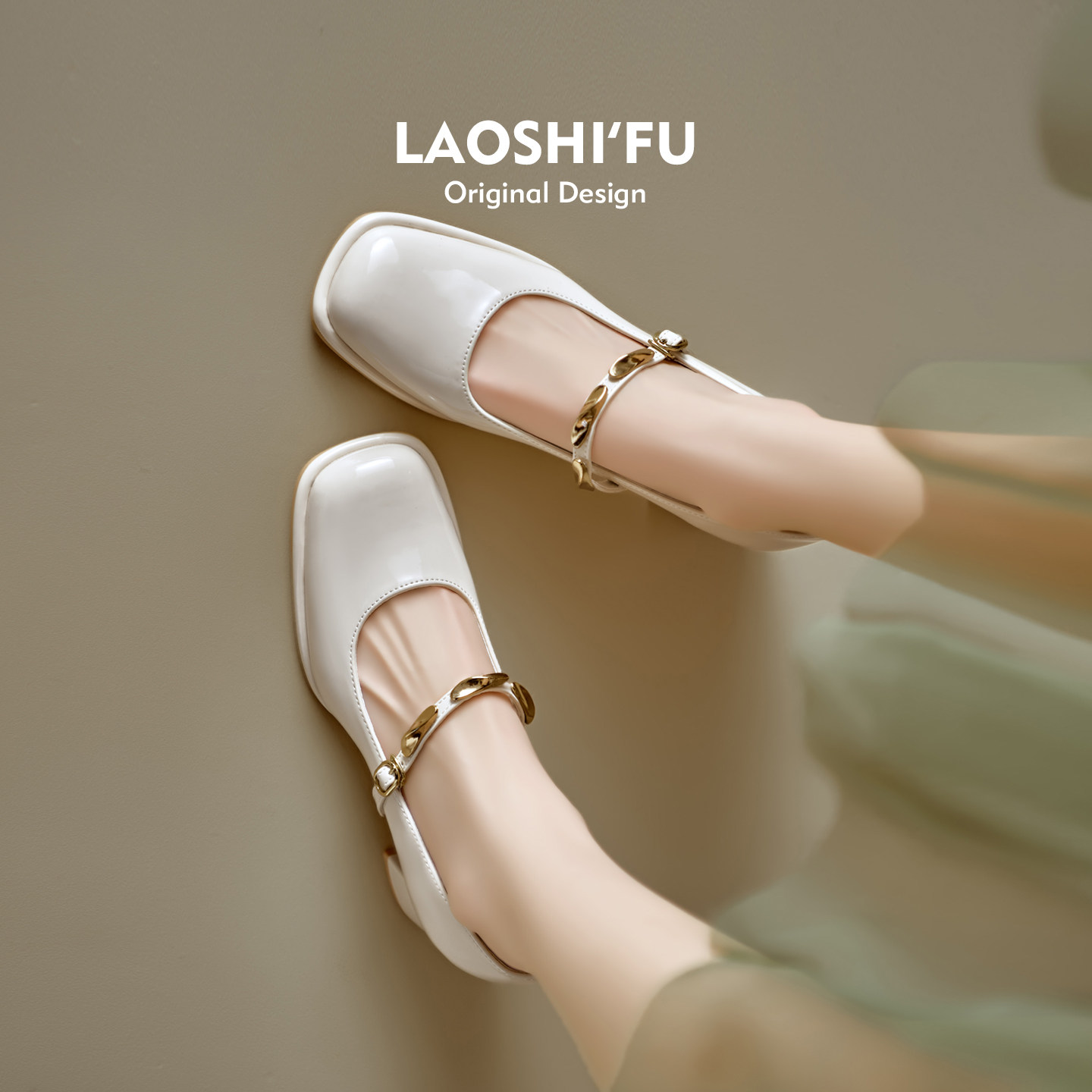 羊皮版~法式方头粗跟单鞋女2026新款温柔配裙子浅口高跟玛丽珍鞋