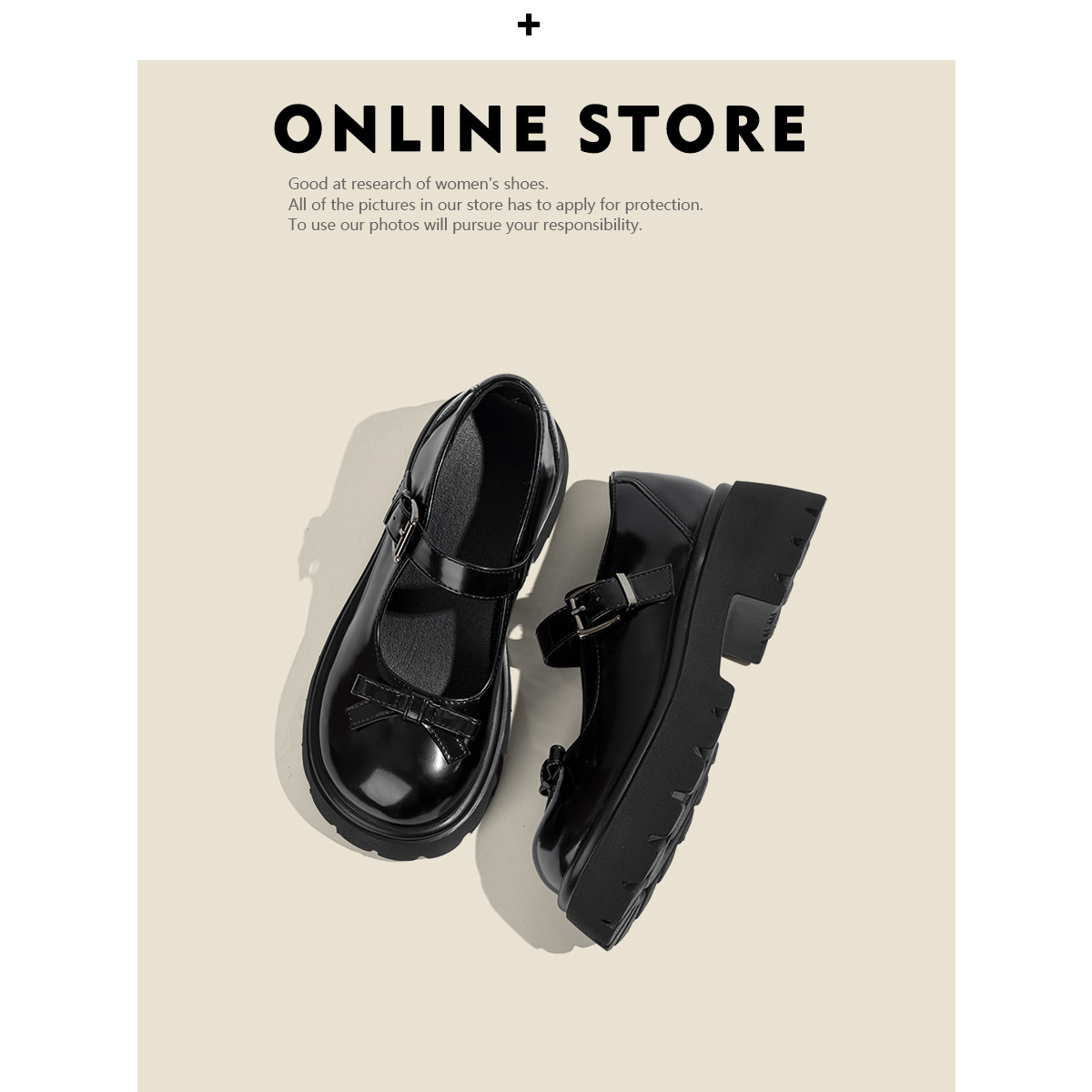春季新款真皮蝴蝶结粗跟玛丽珍鞋