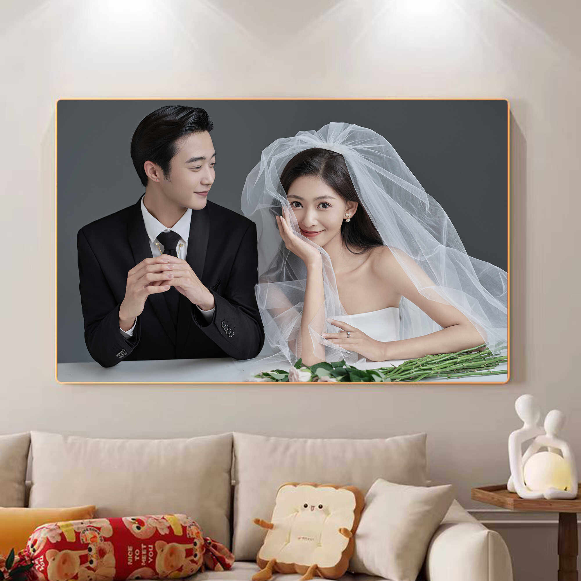 婚纱照照片放大铝合金挂墙定制