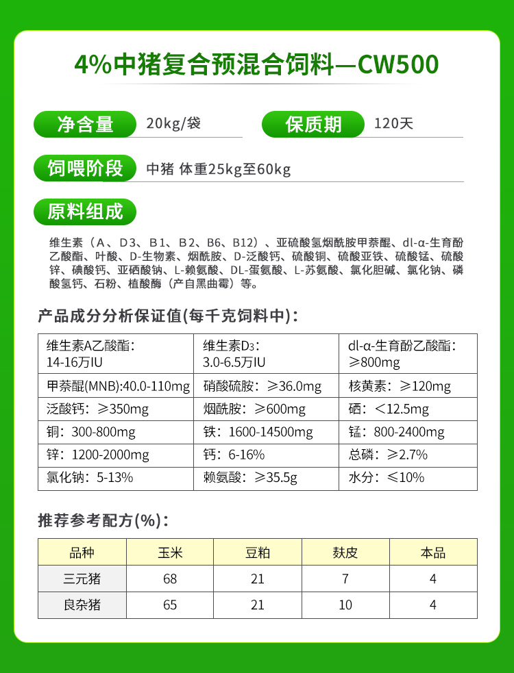 10送2新希望六和畅旺4%预混料猪通用育肥大中小猪饲料10包起拍