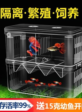 鱼缸隔离盒孵化盒孔雀鱼繁殖盒热带鱼小鱼幼鱼大小号孵化器产卵房