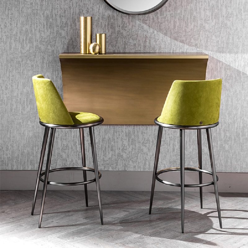 简艺简约款不锈钢固定脚吧台椅家用中岛台高脚凳酒吧轻奢靠背吧椅