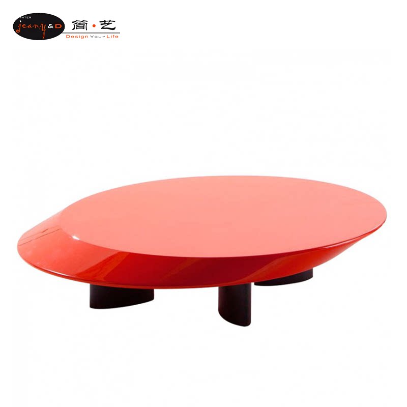简艺茶桌简约客厅时尚茶几钢琴烤漆亮光哑光实木创意椭圆异形茶几