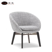 简艺Russell Chair休闲椅皮布艺休闲椅实木脚洽谈椅网红款 旋转椅