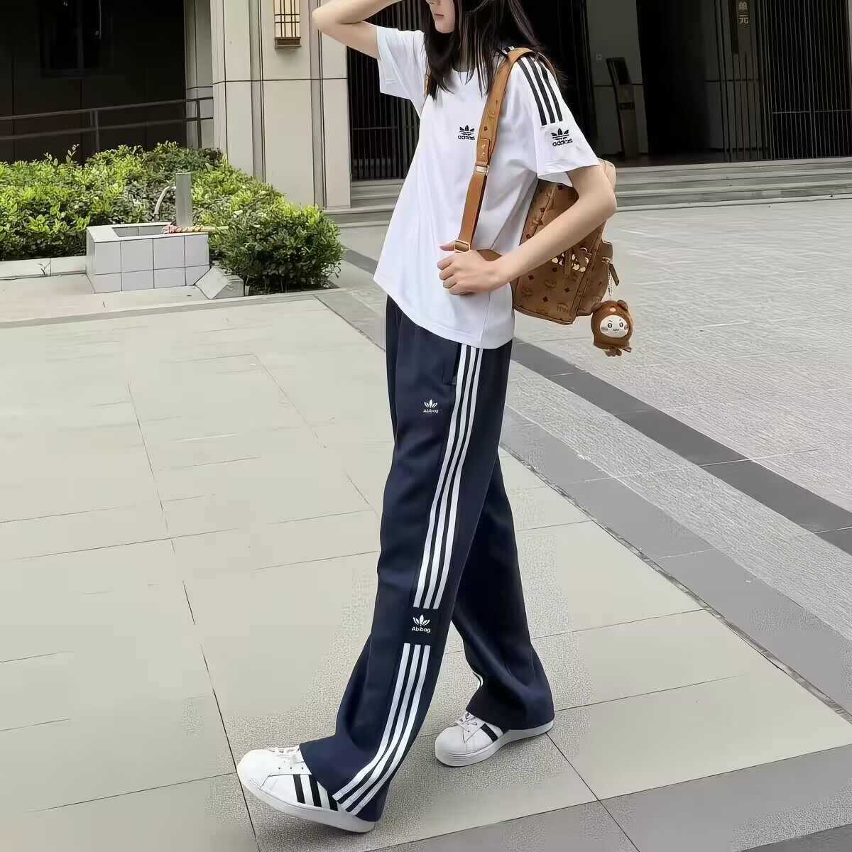 宋雨琦同款运动休闲直筒阔腿裤