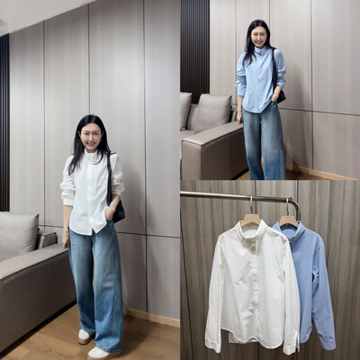 丽的城9561双层领长袖衬衫