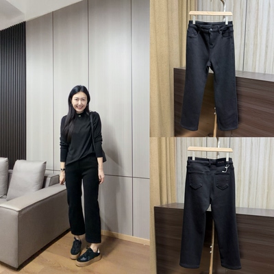 断码捡漏～98815加绒高弹黑色烟管裤牛仔裤