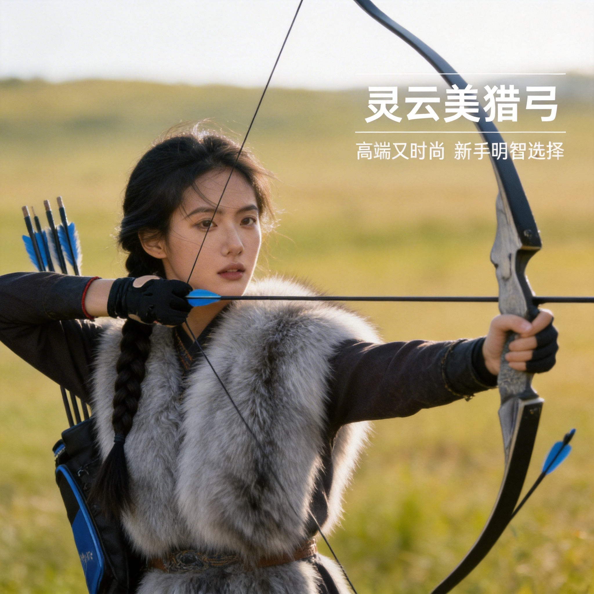 灵云美猎弓专业反曲弓成年人弓箭射击运动户外老黑美式弓射箭套装