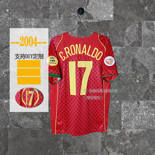 葡式球衣2004 萄牙主场欧洲决赛国家队足球服杯短袖C罗菲戈球衫