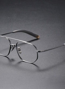 纯钛新款双梁眼镜框07518复古时尚全框可配近视眼镜男女款