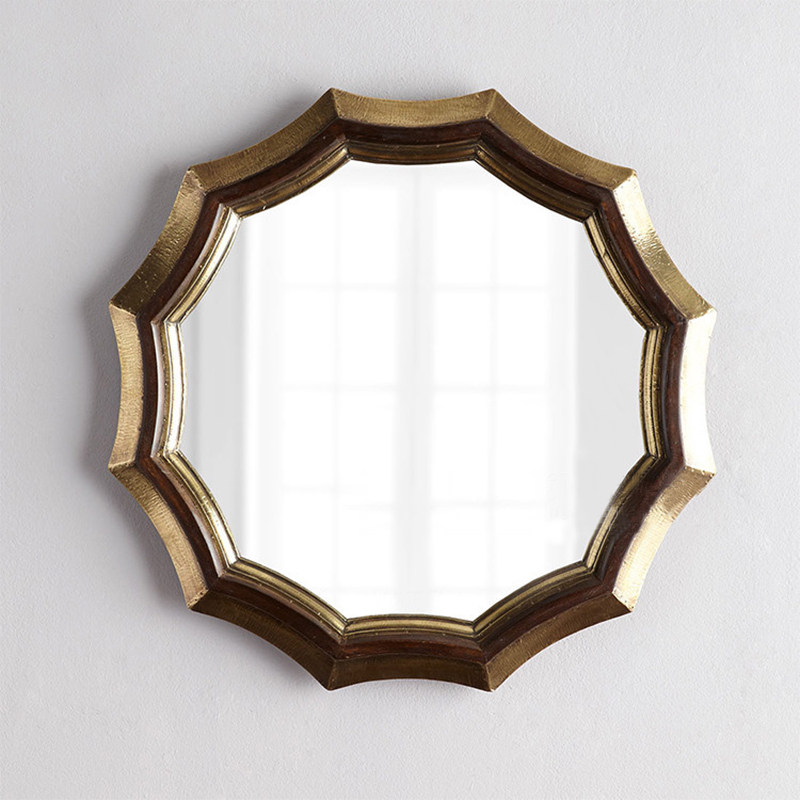 欧式东南亚复古做旧玄关装饰太阳镜客厅壁挂镜子浴室镜台盆洗漱镜