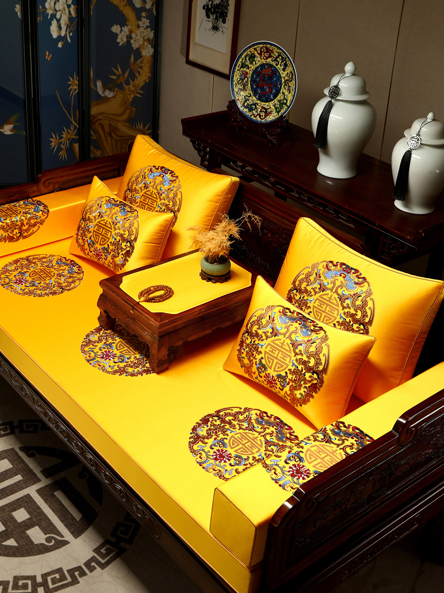 中式罗汉床专用沙发坐垫高档红木家具沙发坐垫五件套带靠背定制座