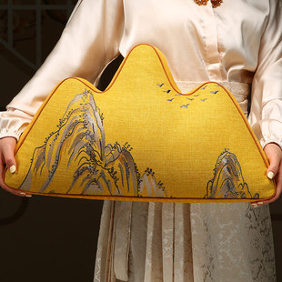 中式靠山枕坐垫抱枕客厅沙发异形靠垫山峰枕高档中国风腰枕靠背垫