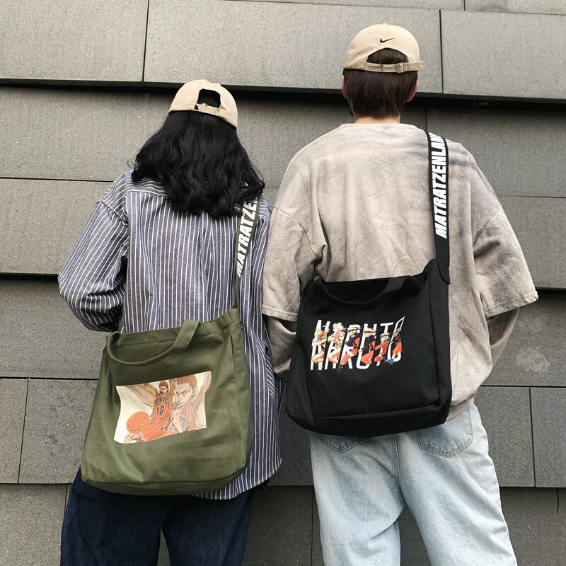 百搭日韩大容量印花街头青年学生背包潮牌斜挎包潮流拉链挎包背包