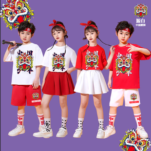 纯棉六一儿童节啦啦队舞蹈演出服中国风幼儿园街舞表演服装 新款